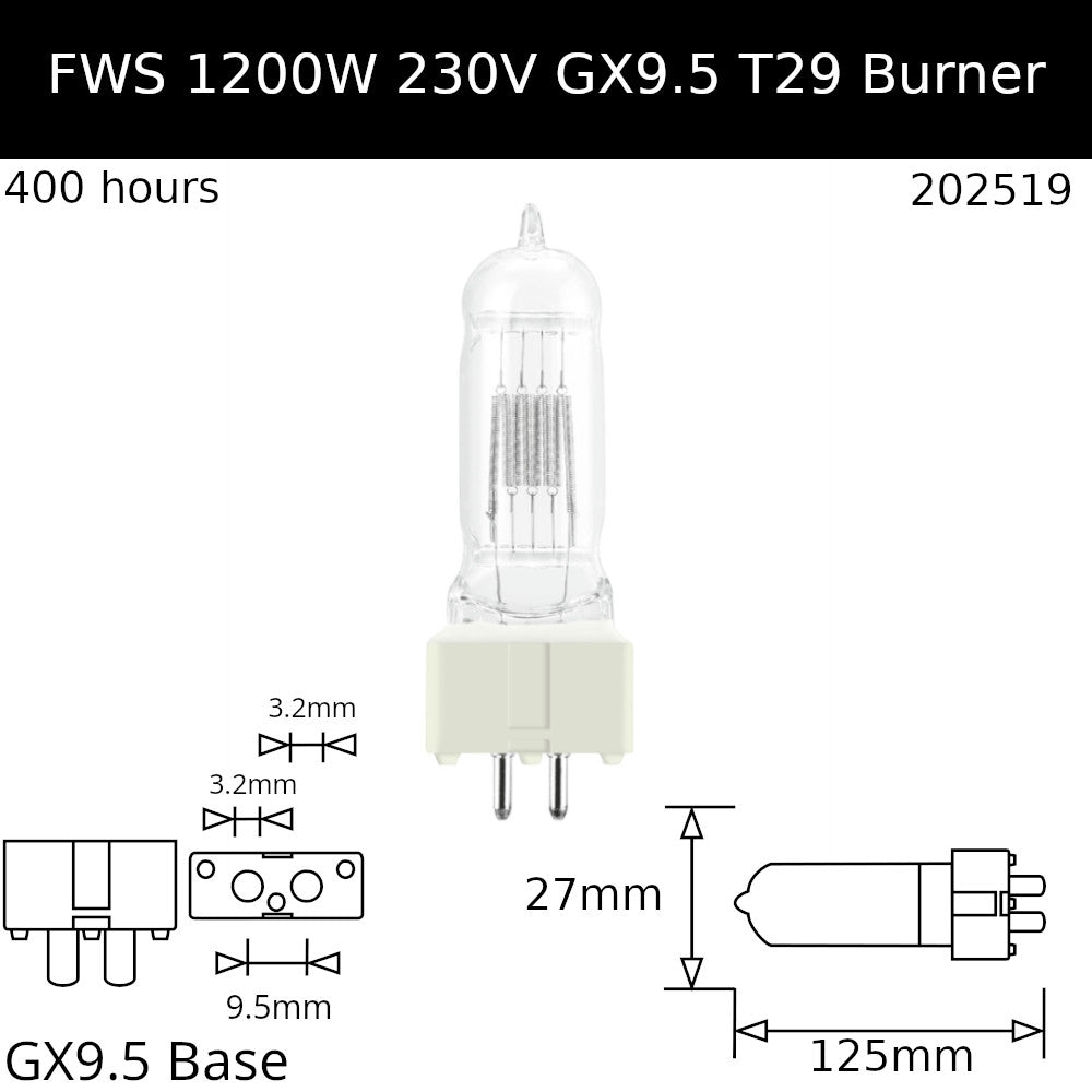 FWS 230V 1200W GX9.5 CP90 T29 - Osram Code 64752