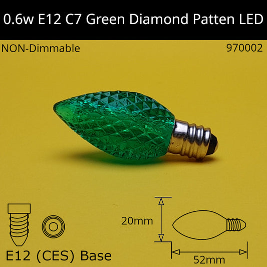 0.6w 230V E12 C7 Green Diamond Patten LED