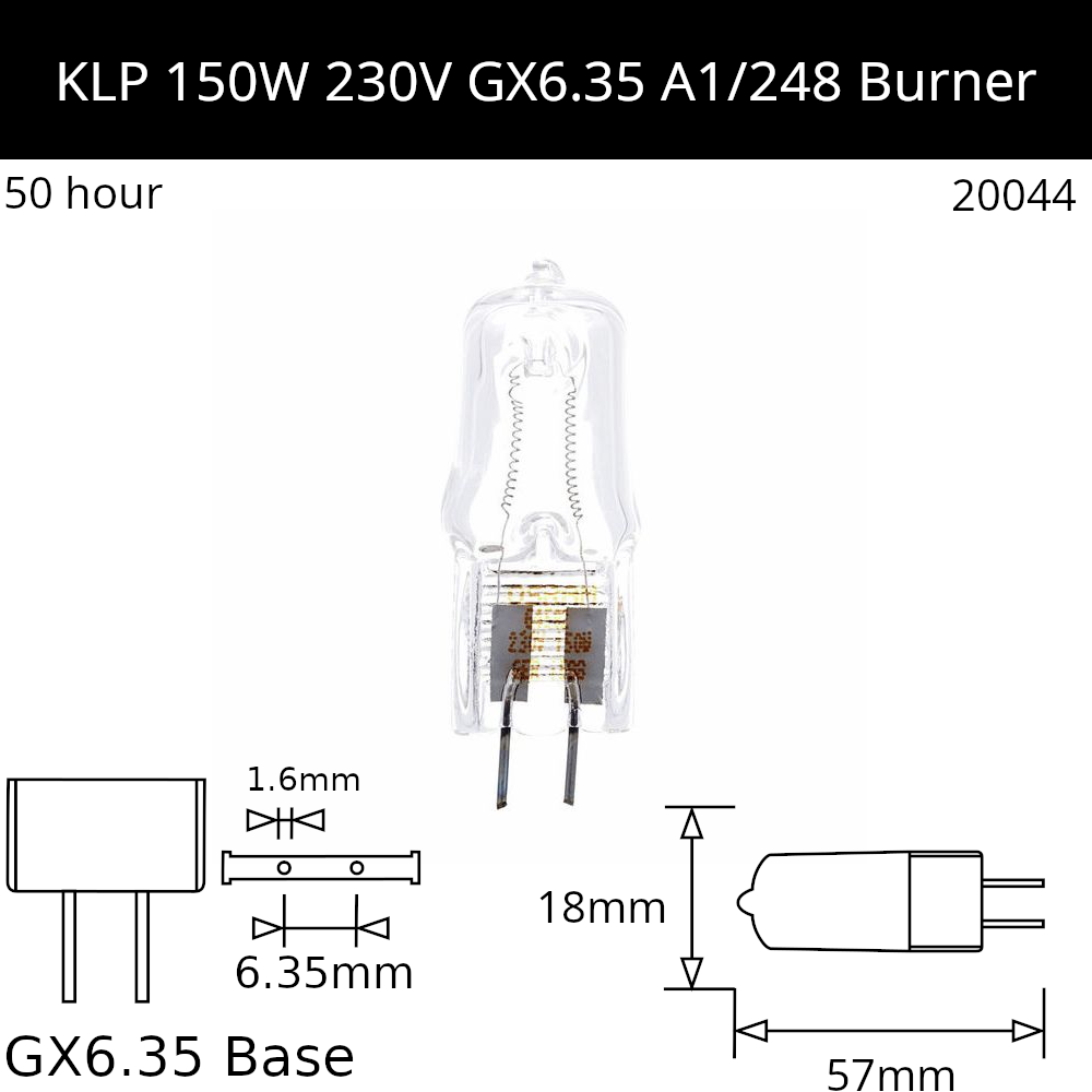 KLP 230V 150W GX6.35 A1/248 Burner - Osram Code 64502