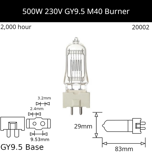 M40 500W 230V GY9.5 2,000hr Burner - Osram Code 64672
