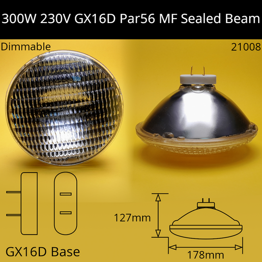 300w 240V GX16D Par56 Medium Flood Sealed Beam