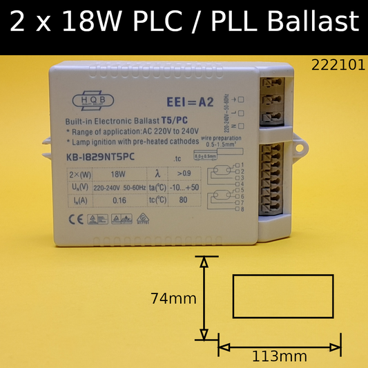 2 x 18W PLC / PLL Fluorescent Electronic Ballast