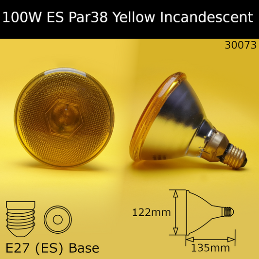 100W 230V ES Yellow Par38 Incandescent Reflector