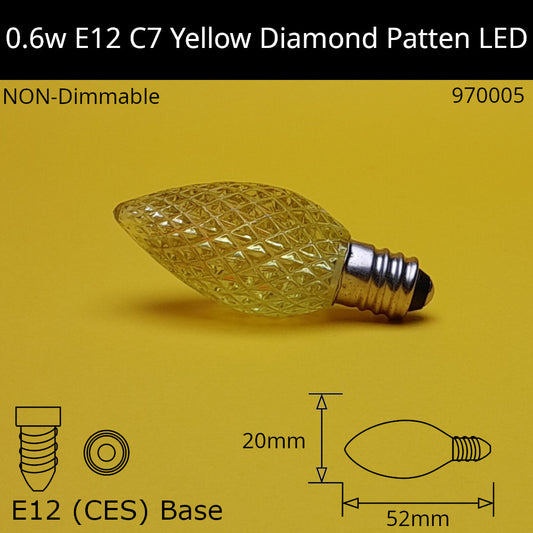 0.6w 230V E12 C7 Yellow Diamond Patten LED