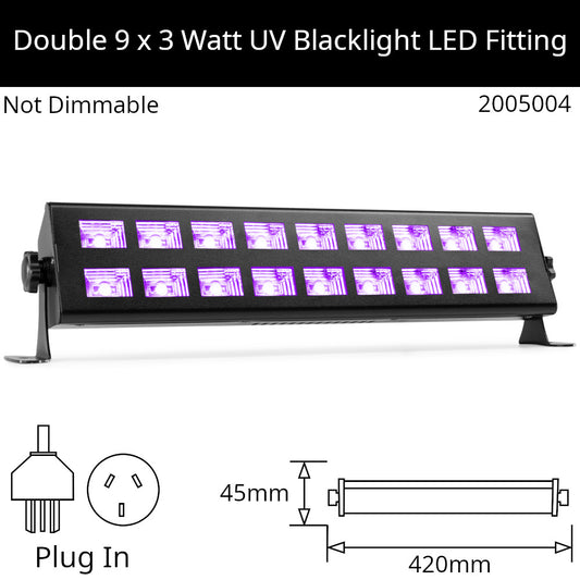 18 x 3 Watt Blacklight 420mm LED Fitting