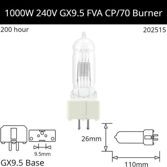 FVA 1000W 240V GX9.5 CP/70 - Osram Code 64745
