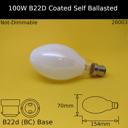 100W BC 240V Elliptical Coated Self Ballasted Mercury Vapour