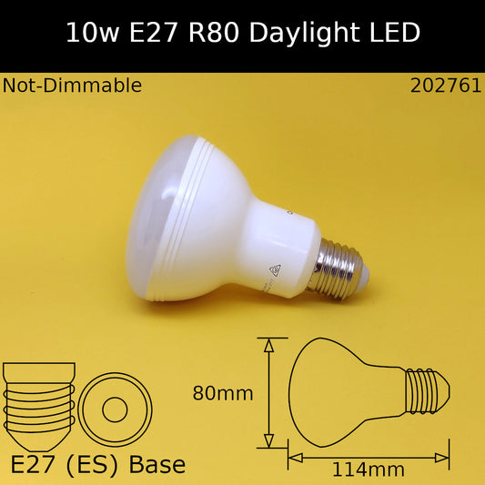 10W(=75w+) R80 ES 230V Daylight 6,500k LED