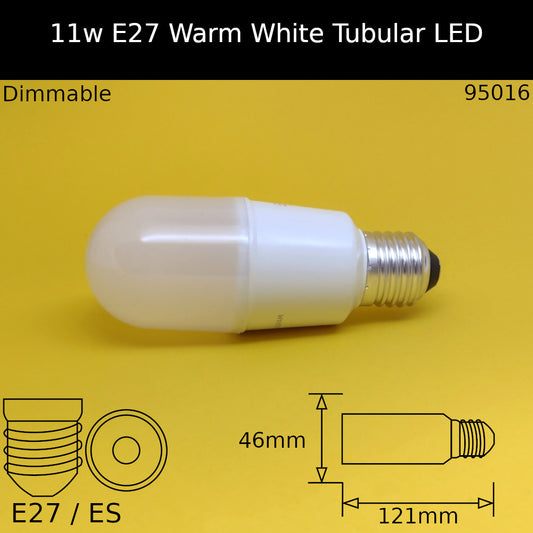 11W ES 230V Dimmable Warm White Tubular LED