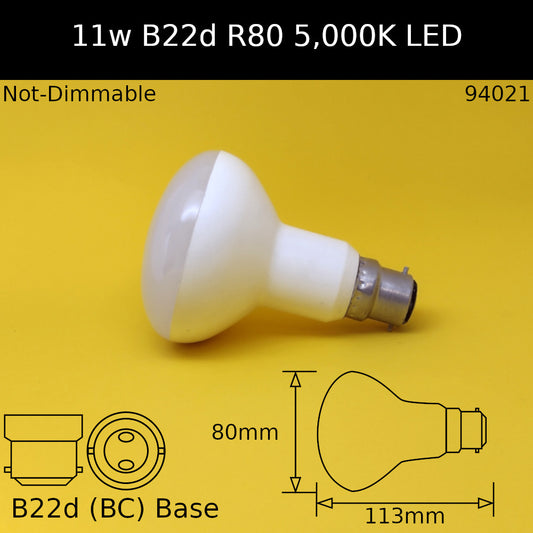 11W(=75w+) BC 230V 5,000k R80 LED - Non Dimmable