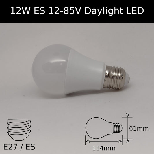 12w ES 12-85V AC/DC Daylight 6000K Frosted GLS LED