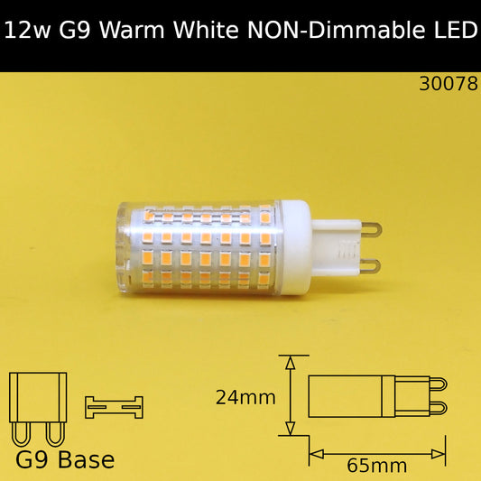12w (=100w) G9 240v Warm White 3,000K LED