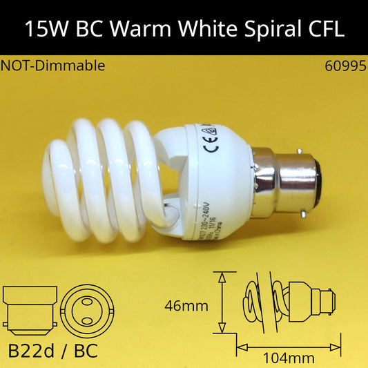B22D (BC) / 15W - 2,700K - Warm White / Under 50 - No Discount