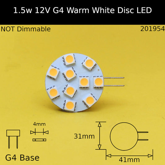 G4 / 1.5w - Disc / 3000k - Warm White
