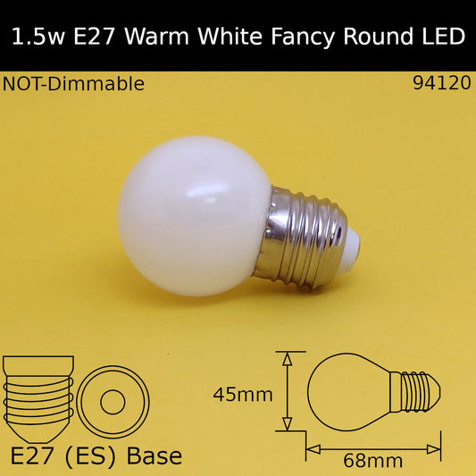 E27 (ES) / 3,000K - Warm White / 1.5W - Not Dimmable