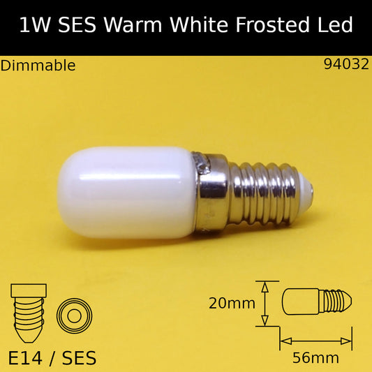 1w SES 230V Warm White 2,700k Frosted LED Pilot