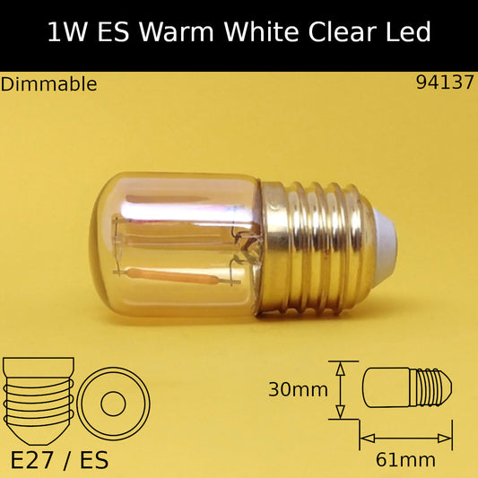 1w ES 230V Warm White 2,200k Gold LED Pilot
