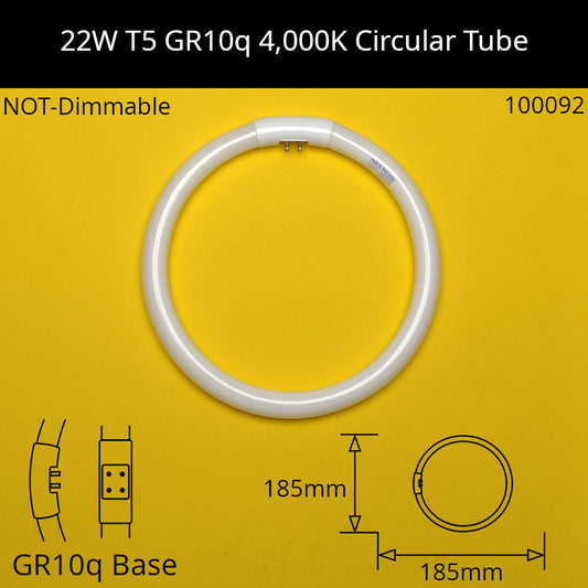 22W T5 GR10q 185mm 4,000K Cool White 840 Fluorescent Circular Tube