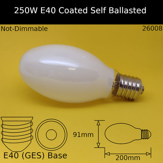 250W GES Elliptical Coated Self Ballasted Mercury Vapour