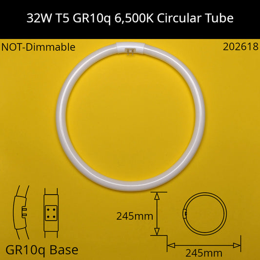 32W T5 GR10q 245mm 6,500K Daylight 865 Fluorescent Circular Tube