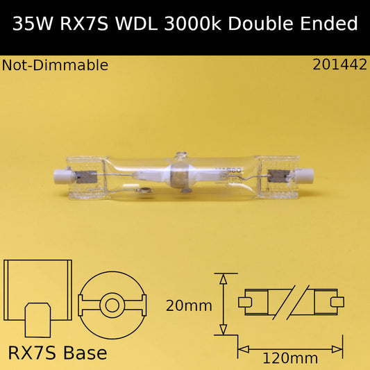 35W RX7S Double Ended WDL Warm White 3,000K Metal Halide