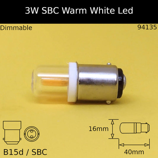 3w SBC 230V Warm White 3,000k COB Led Pilot