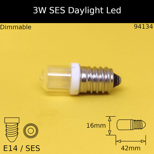 3w SES 230V Daylight 6,500k COB Led Pilot