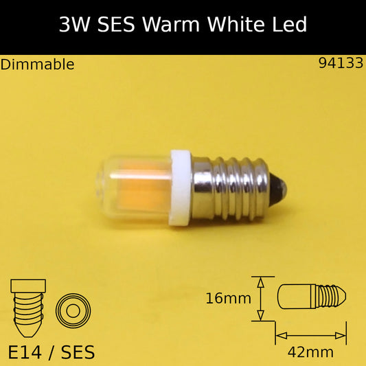 3w SES 230V Warm White 3,000k SMD Led Pilot