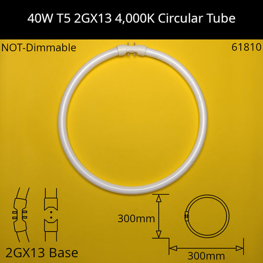 40W T5 2GX13 300mm 4,000K Cool White 840 Fluorescent Circular Tube