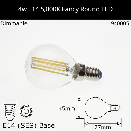 E14 (SES) / 5,000k - Neutral Daylight / 4W - Dimmable