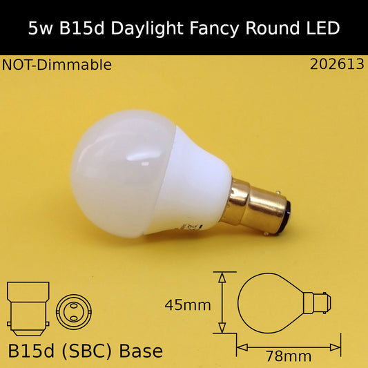 B15d (SBC) / 6,500k - Daylight / 5W - Not Dimmable