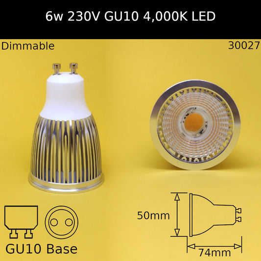 6W - Dimmable / 4000k - Cool White / 38