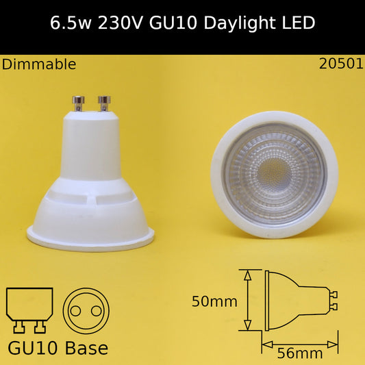 6.5w - Dimmable / 6500k - Daylight / 38/40