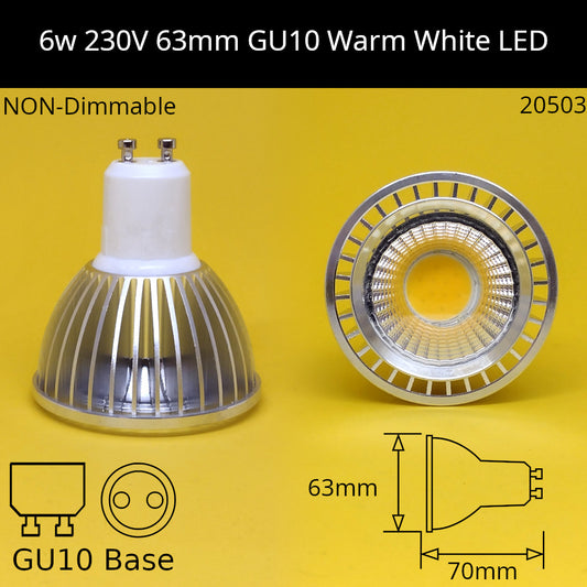 Large GU10 6W - Silver / 3000K - Warm White / 60