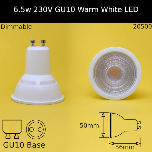 6.5w - Dimmable / 3000K - Warm White / 38/40