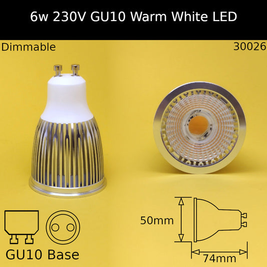 6W - Dimmable / 3000K - Warm White / 38