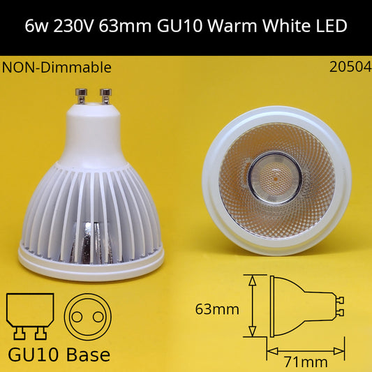 Large GU10 6W - White / 3000K - Warm White / 60
