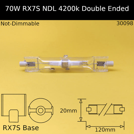 70W RX7S Double Ended NDL Cool White 4,200K Metal Halide