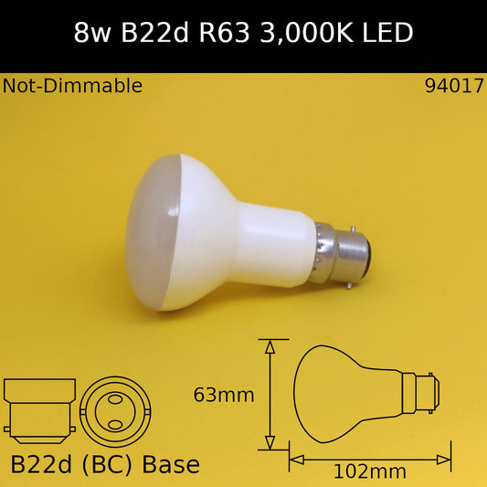 8w BC R63 230V Warm White LED