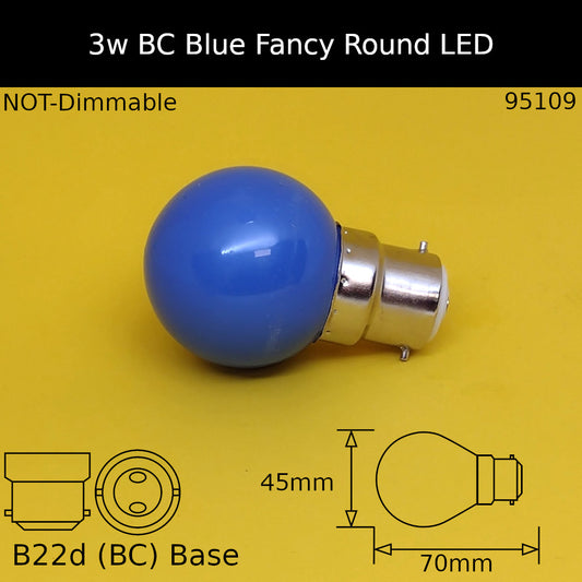 3W 230V BC Blue Fancy Round Led