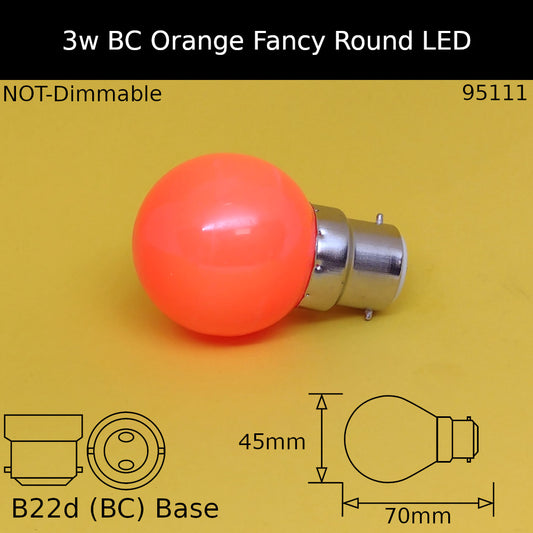 3W 230V BC Orange Fancy Round Led