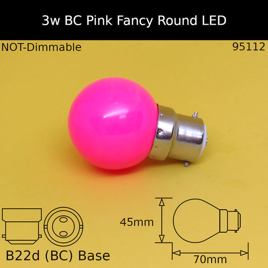 3W 230V BC Pink Fancy Round Led