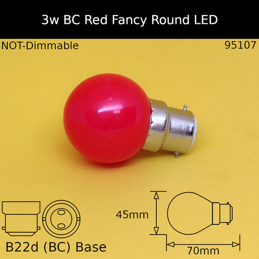 3W 230V BC Red Fancy Round Led