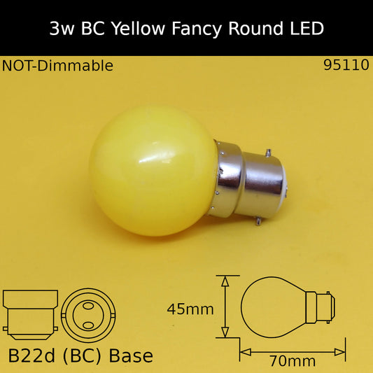 3W 230V BC Yellow Fancy Round Led