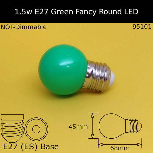 1.5W 230V ES Green Fancy Round Led