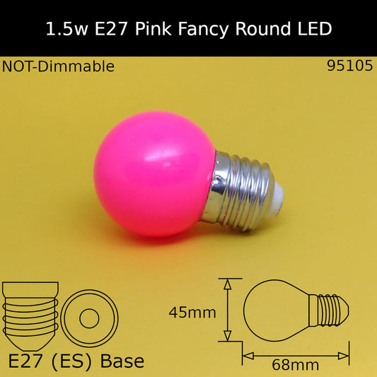 1.5W 230V ES Pink Fancy Round Led
