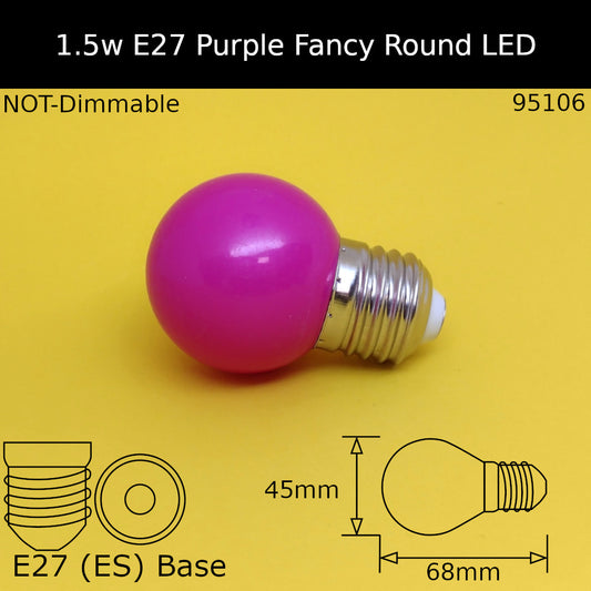 1.5W 230V ES Purple Fancy Round Led
