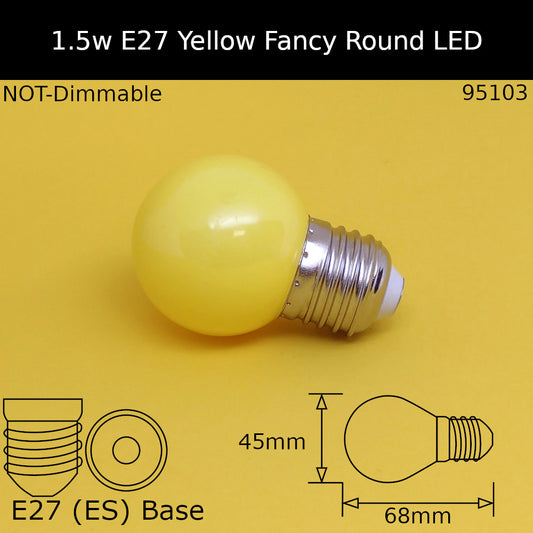 1.5W 230V ES Yellow Fancy Round Led