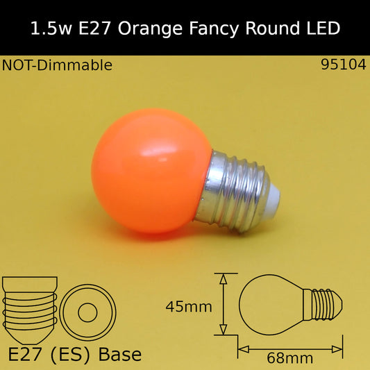 1.5W 230V ES Orange Fancy Round Led